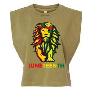 Lion Juneteenth Cool Black History African American Flag Garment-Dyed Women's Muscle Tee