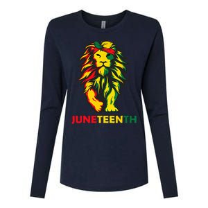 Lion Juneteenth Cool Black History African American Flag Womens Cotton Relaxed Long Sleeve T-Shirt