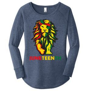 Lion Juneteenth Cool Black History African American Flag Women's Perfect Tri Tunic Long Sleeve Shirt