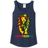 Lion Juneteenth Cool Black History African American Flag Ladies Essential Tank