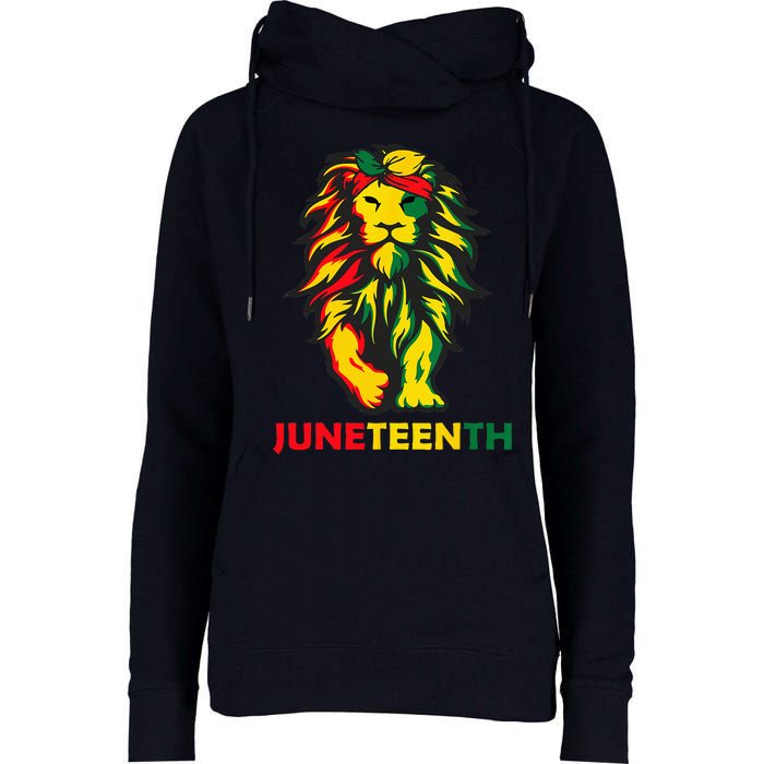 Lion Juneteenth Cool Black History African American Flag Womens Funnel Neck Pullover Hood