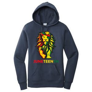 Lion Juneteenth Cool Black History African American Flag Women's Pullover Hoodie