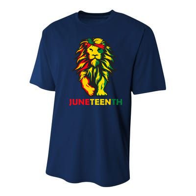 Lion Juneteenth Cool Black History African American Flag Youth Performance Sprint T-Shirt