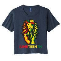 Lion Juneteenth Cool Black History African American Flag Women's Crop Top Tee