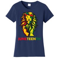 Lion Juneteenth Cool Black History African American Flag Women's T-Shirt