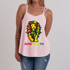 Lion Juneteenth Cool Black History African American Flag Women's Strappy Tank