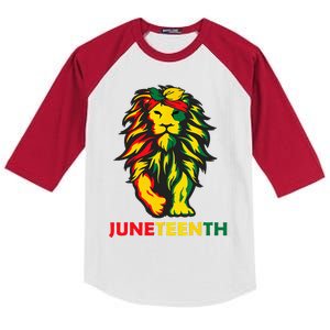 Lion Juneteenth Cool Black History African American Flag Kids Colorblock Raglan Jersey