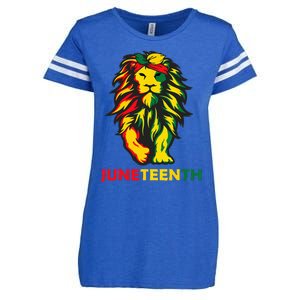 Lion Juneteenth Cool Black History African American Flag Enza Ladies Jersey Football T-Shirt