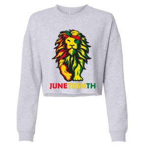 Lion Juneteenth Cool Black History African American Flag Cropped Pullover Crew