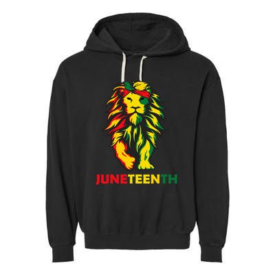 lion junenth cool black history african american flag Garment-Dyed Fleece Hoodie