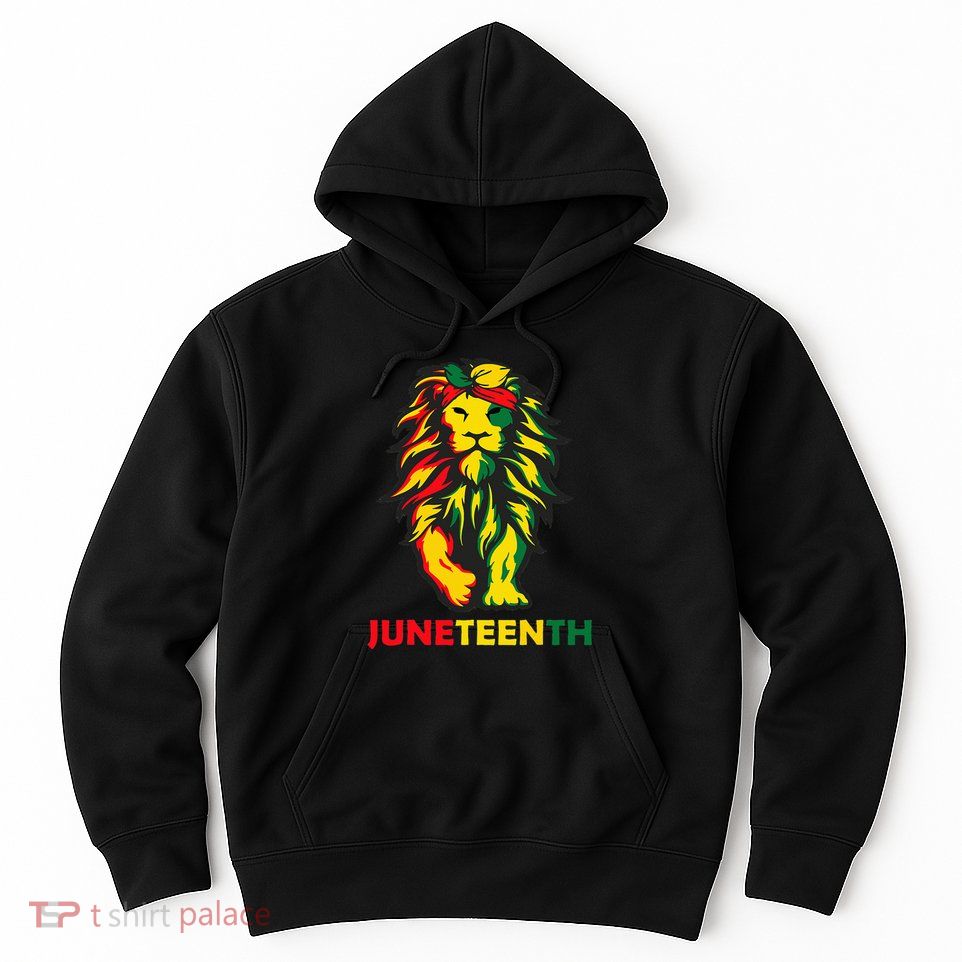 lion junenth cool black history african american flag Hoodie