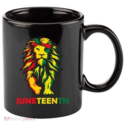 lion junenth cool black history african american flag 11oz C Handle Ceramic Mug