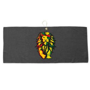 Lion Juneteenth Cool Black History African American Flag Large Microfiber Waffle Golf Towel