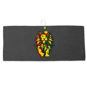 Lion Juneteenth Cool Black History African American Flag Large Microfiber Waffle Golf Towel