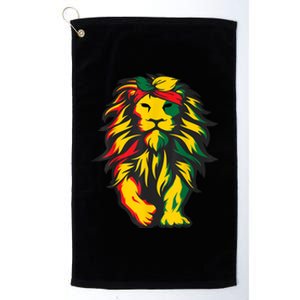 Lion Juneteenth Cool Black History African American Flag Platinum Collection Golf Towel