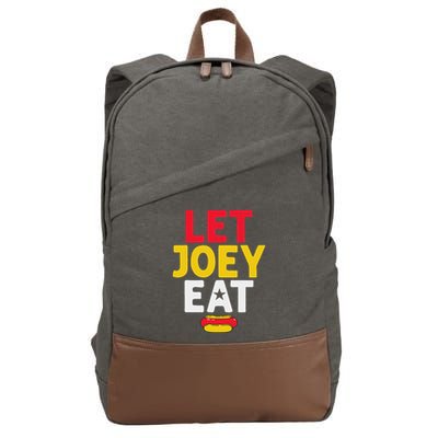 Let Joey Eat Hot Dog Competitive Eating Funny Sarcastic Cotton Canvas Backpack