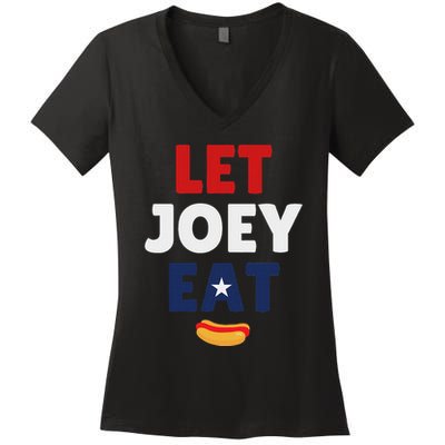 Let Joey Eat Funny Design Women's V-Neck T-Shirt