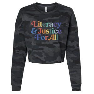 Literacy Justice For All Stop Book Banning Protect Librarian Cropped Pullover Crew