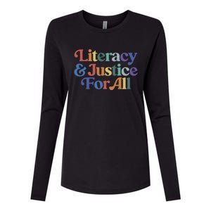 Literacy Justice For All Stop Book Banning Protect Librarian Womens Cotton Relaxed Long Sleeve T-Shirt