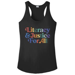 Literacy Justice For All Stop Book Banning Protect Librarian Ladies PosiCharge Competitor Racerback Tank