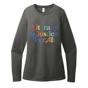 Literacy Justice For All Stop Book Banning Protect Librarian Womens CVC Long Sleeve Shirt