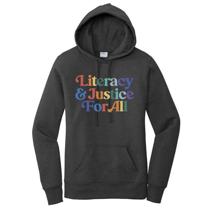 Literacy Justice For All Stop Book Banning Protect Librarian Women's Pullover Hoodie