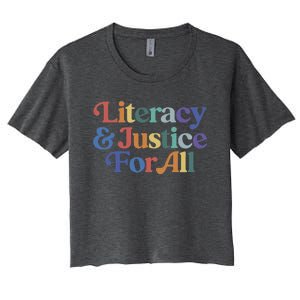 Literacy Justice For All Stop Book Banning Protect Librarian Women's Crop Top Tee