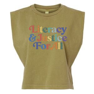 Literacy Justice For All Stop Book Banning Protect Librarian Garment-Dyed Women's Muscle Tee