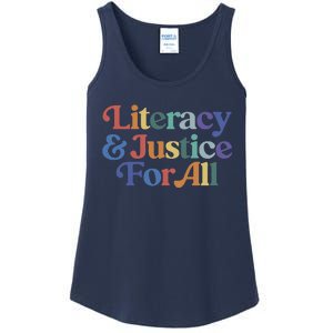 Literacy Justice For All Stop Book Banning Protect Librarian Ladies Essential Tank