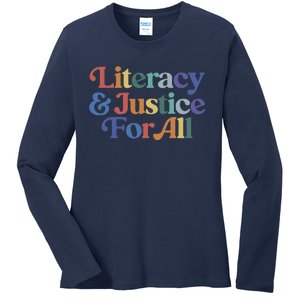 Literacy Justice For All Stop Book Banning Protect Librarian Ladies Long Sleeve Shirt