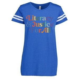 Literacy Justice For All Stop Book Banning Protect Librarian Enza Ladies Jersey Football T-Shirt