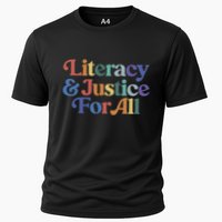 Literacy Justice For All Stop Book Banning Protect Librarian Cooling Performance Crew T-Shirt
