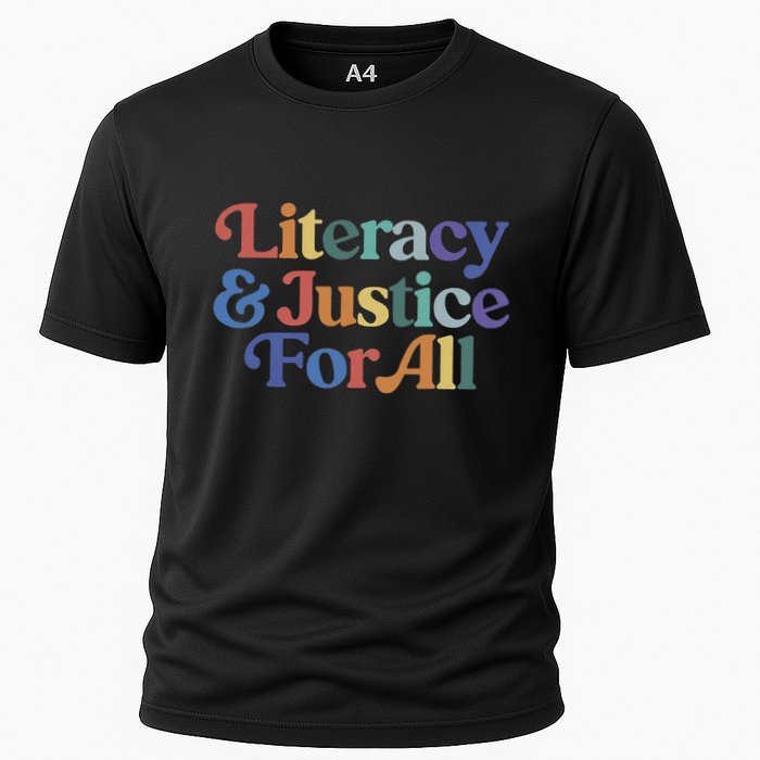 Literacy Justice For All Stop Book Banning Protect Librarian Cooling Performance Crew T-Shirt