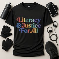 Literacy Justice For All Stop Book Banning Protect Librarian Cooling Performance Crew T-Shirt