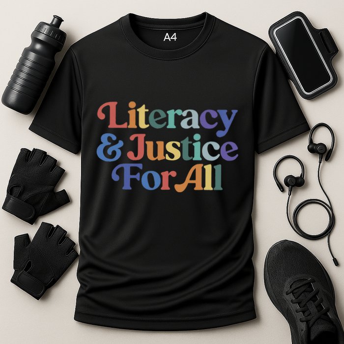 Literacy Justice For All Stop Book Banning Protect Librarian Cooling Performance Crew T-Shirt