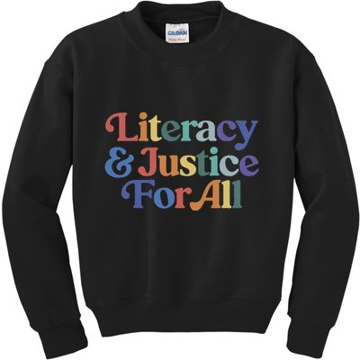 Literacy Justice For All Stop Book Banning Protect Librarian Kids Sweatshirt