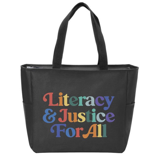 Literacy Justice For All Stop Book Banning Protect Librarian Zip Tote Bag