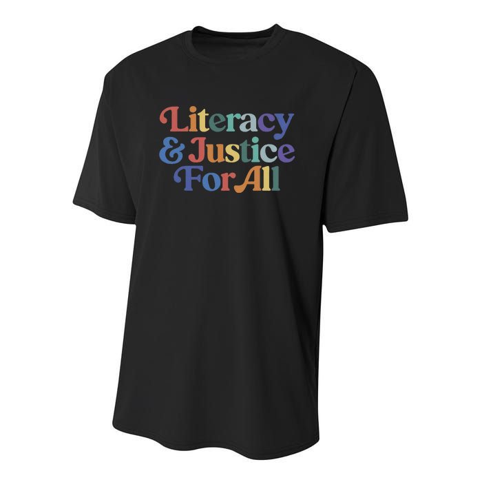 Literacy Justice For All Youth Performance Sprint T-Shirt