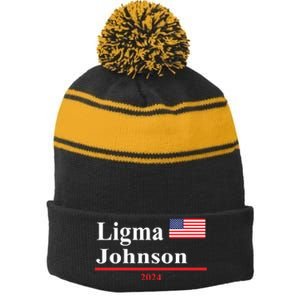 Ligma Johnson Funny Presidential Election 2024 Parody Stripe Pom Pom Beanie