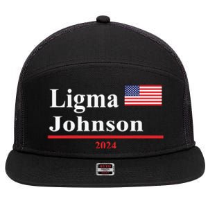 Ligma Johnson Funny Presidential Election 2024 Parody 7 Panel Mesh Trucker Snapback Hat