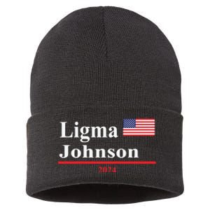 Ligma Johnson Funny Presidential Election 2024 Parody Sustainable Knit Beanie