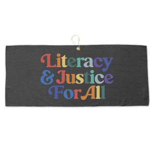 Literacy Justice For All Stop Book Banning Protect Librarian Large Microfiber Waffle Golf Towel