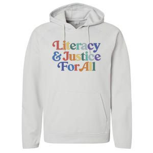 Literacy Justice For All Stop Book Banning Protect Librarian Performance Fleece Hoodie