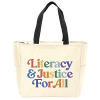 Literacy Justice For All Stop Book Banning Protect Librarian Zip Tote Bag