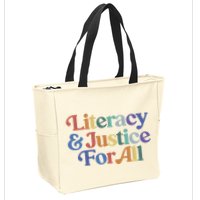 Literacy Justice For All Stop Book Banning Protect Librarian Zip Tote Bag