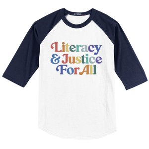 Literacy Justice For All Stop Book Banning Protect Librarian Baseball Sleeve Shirt