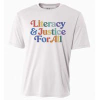 Literacy Justice For All Stop Book Banning Protect Librarian Cooling Performance Crew T-Shirt