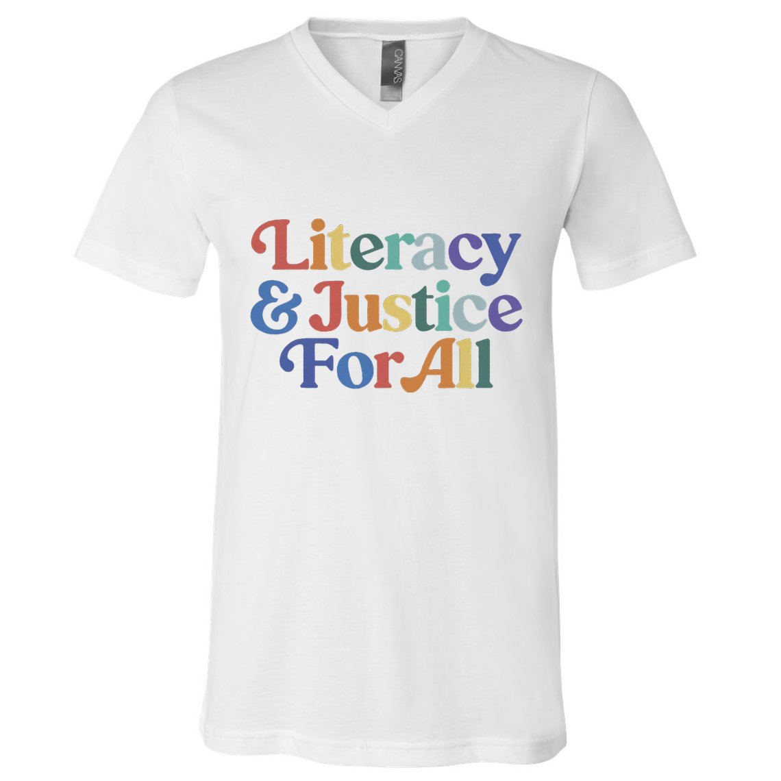 Literacy Justice For All Stop Book Banning Protect Librarian V-Neck T-Shirt