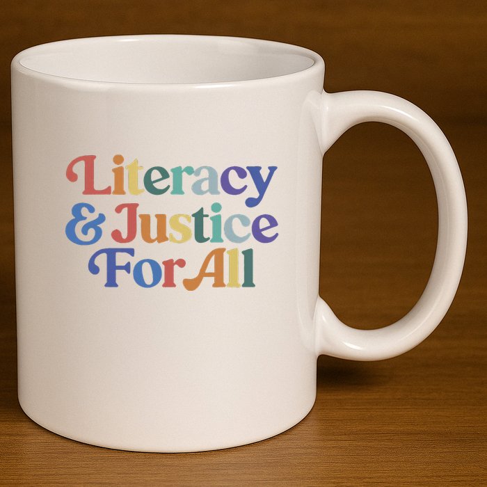 Literacy Justice For All Stop Book Banning Protect Librarian 11oz C Handle Ceramic Mug