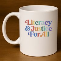Literacy Justice For All Stop Book Banning Protect Librarian 11oz C Handle Ceramic Mug